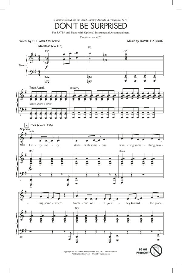 Jill Abramovitz Don't Be Surprised Musik Noten - SATB Choir - 158862-0