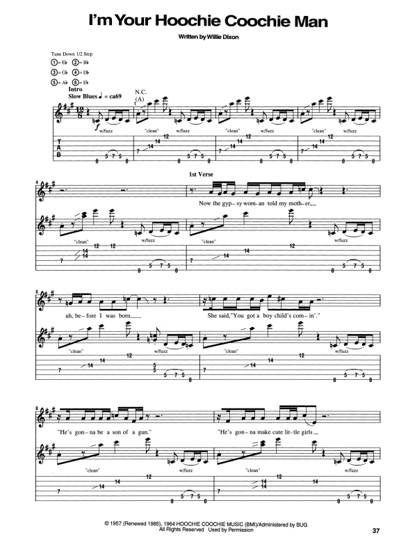Jimi Hendrix I'm Your Hoochie Coochie Man Musik Noten - Guitar Tab - 161042-0