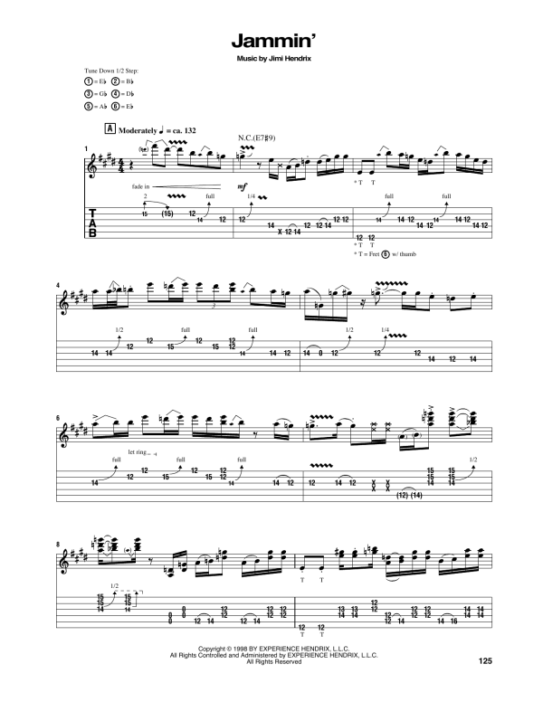Jimi Hendrix Jammin' Musik Noten - Guitar Tab - 160642-0