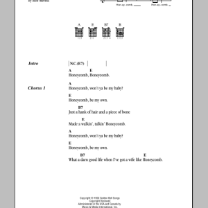 Jimmie Rodgers Honeycomb Musik Noten - Guitar Chords/Lyrics - 84049-0