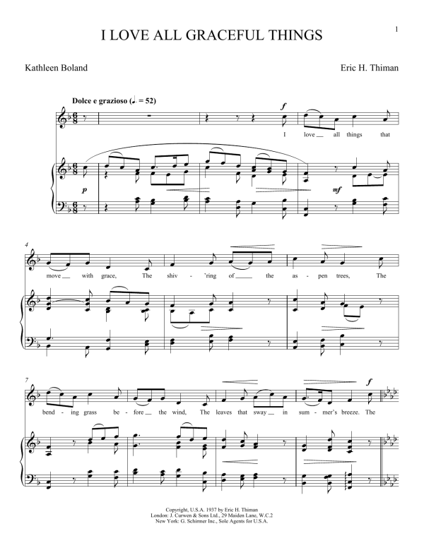 Joan Frey Boytim I Love All Graceful Things Musik Noten - Piano & Vocal - 177824-0