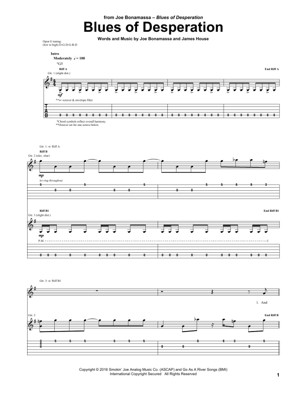 Joe Bonamassa Blues Of Desperation Musik Noten - Guitar Tab - 165194-0
