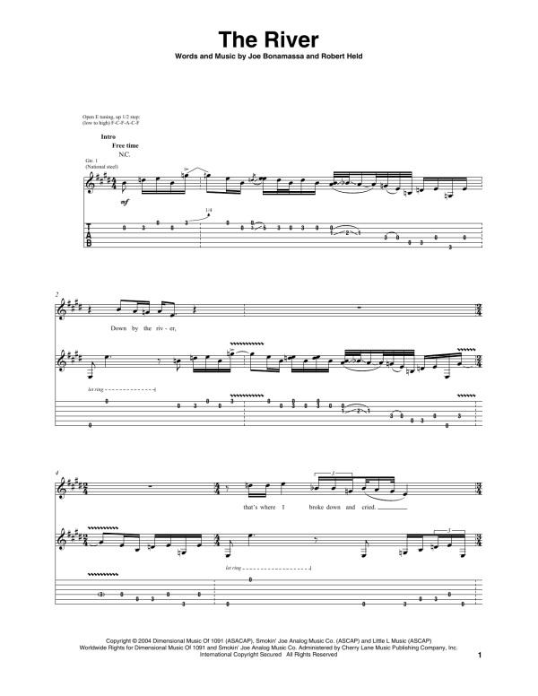 Joe Bonamassa The River Musik Noten - Guitar Tab - 62483-0