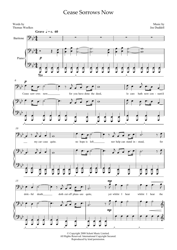 Joe Duddell Cease Sorrows Now (for baritone and piano) Musik Noten - Piano & Vocal - 46047-0