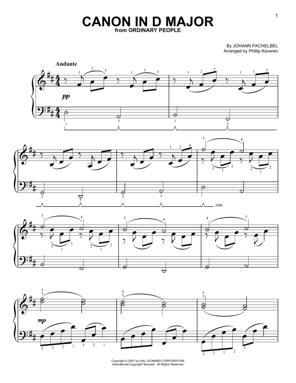 Johann Pachelbel Canon In D (arr. Phillip Keveren) Musik Noten - Easy Piano - 75618-0