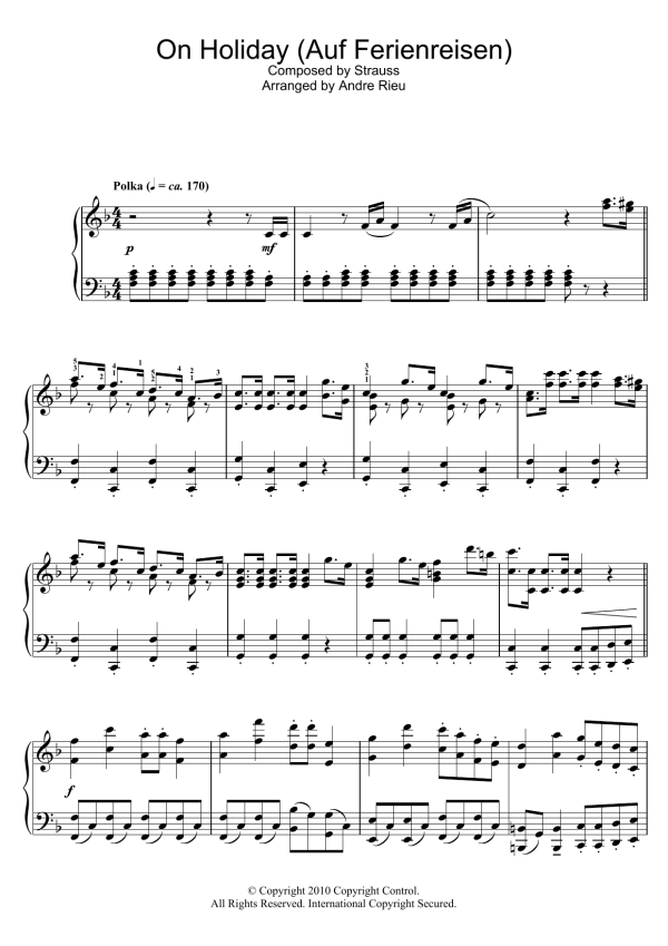 Johann Strauss On Holiday Musik Noten - Piano Solo - 106661-0