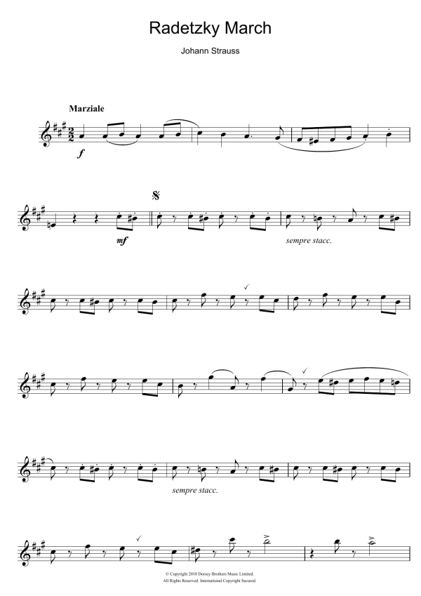 Johann Strauss Radetzky March Op. 228 Musik Noten - Piano Solo - 111619-0