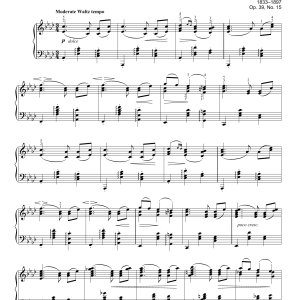 Johannes Brahms Waltz In A-Flat Major, Op. 39, No. 15 Musik Noten - Piano Solo - 155605-0