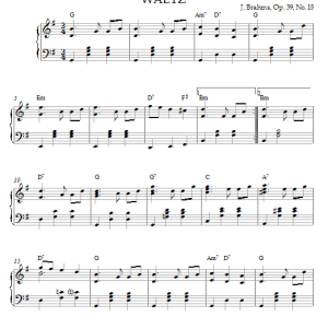 Johannes Brahms Waltz In G Major, Op. 39, No. 15 Musik Noten - Piano Solo - 21532-0