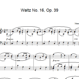 Johannes Brahms Waltz No. 16, Op. 39 Musik Noten - Piano Solo - 27447-0