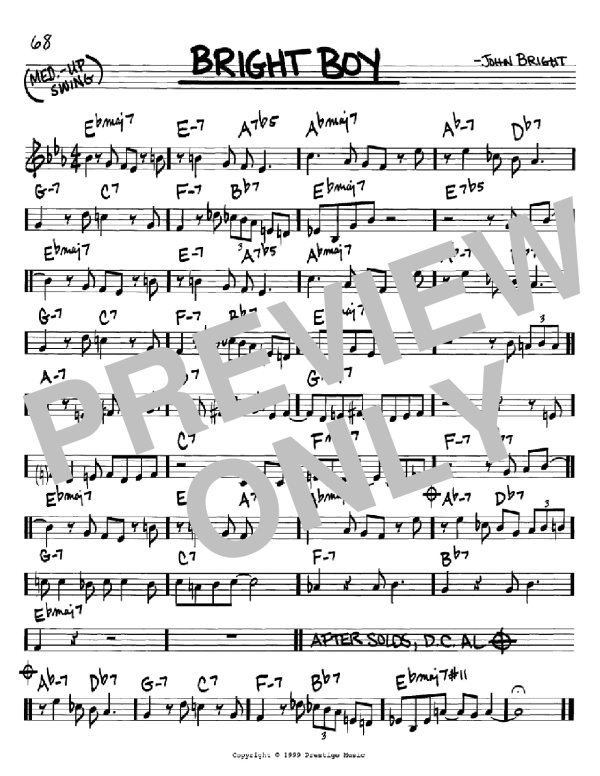 John Bright Bright Boy Musik Noten - Real Book – Melody & Chords – C Instruments - 60086-0