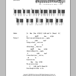 John Denver Autograph Musik Noten - Ukulele Chords/Lyrics - 162922-0
