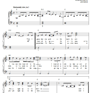 John Denver Flying For Me Musik Noten - Easy Piano - 71462-0