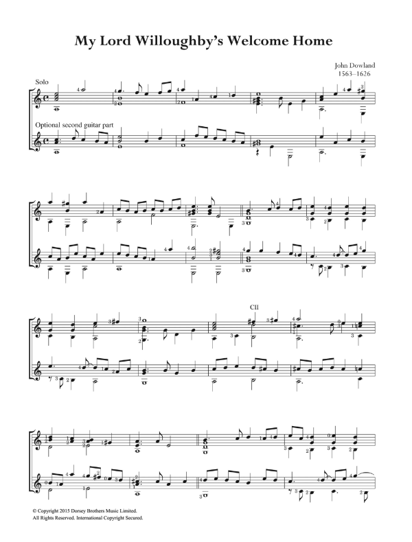 John Dowland My Lord Willoughby's Welcome Home Musik Noten - Easy Guitar - 122594-0