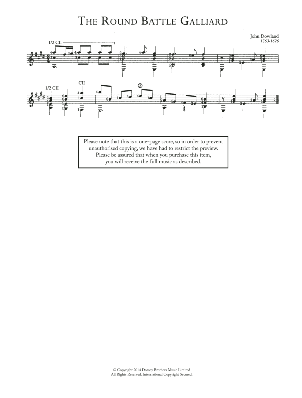 John Dowland The Round Battle Galliard Musik Noten - Easy Guitar - 118710-0