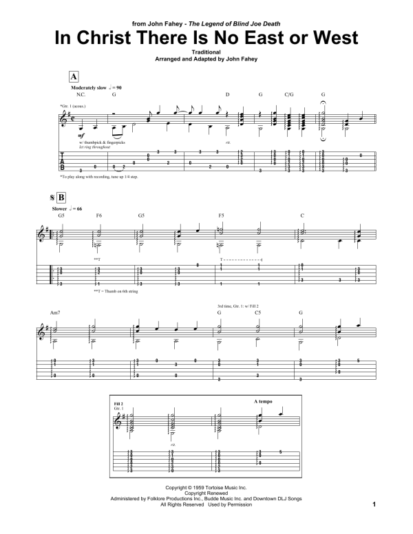 John Fahey In Christ There Is No East Or West Musik Noten - Guitar Tab - 165192-0