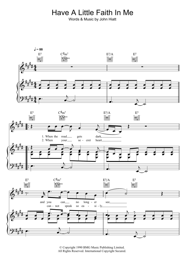 John Hiatt Have A Little Faith In Me Musik Noten - Piano, Vocal & Guitar Chords - 33892-0