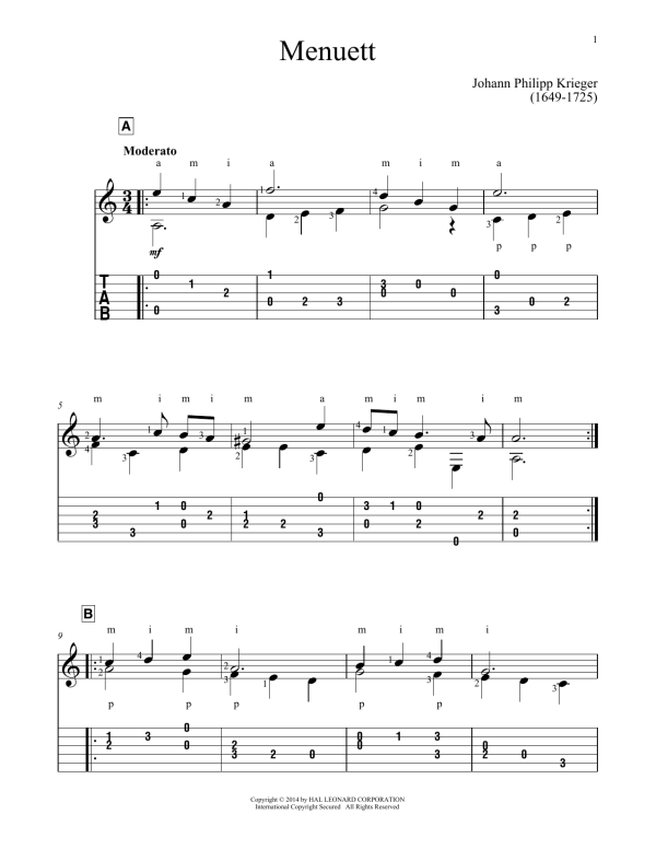 John Hill Minuet Musik Noten - Solo Guitar - 170164-0