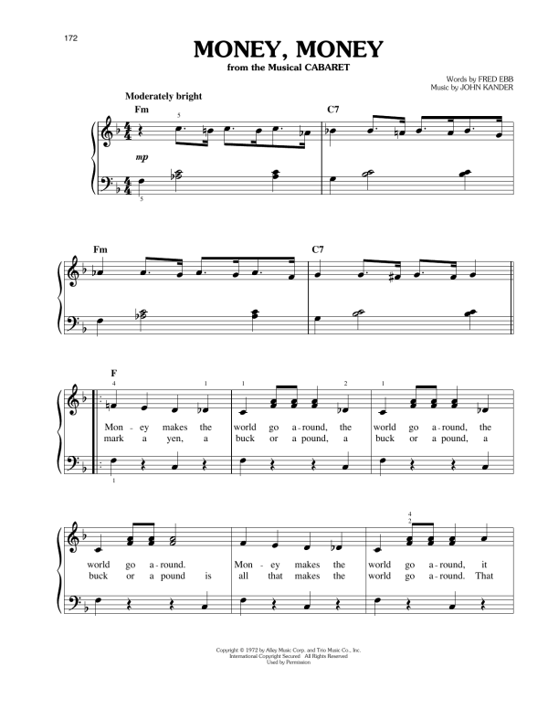 John Kander Money, Money Musik Noten - Easy Piano - 170443-0