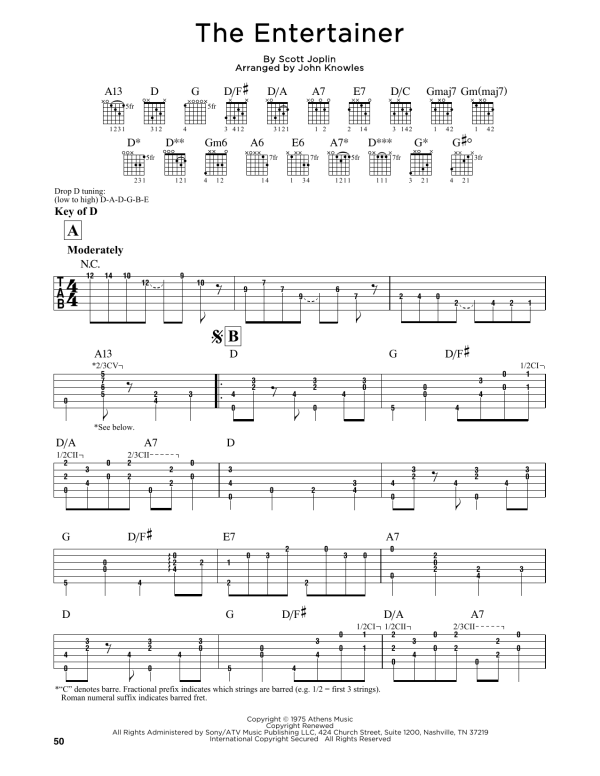 John Knowles The Entertainer Musik Noten - Guitar Cheat Sheet - 163544-0