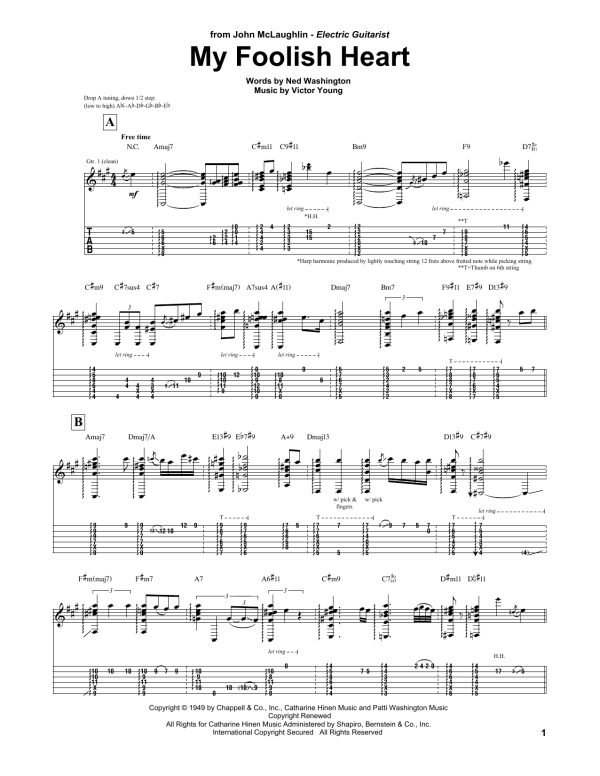 John McLaughlin My Foolish Heart Musik Noten - Guitar Tab - 162204-0