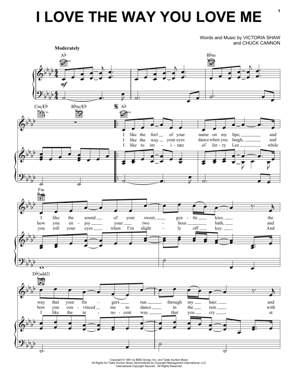 John Michael Montgomery I Love The Way You Love Me Musik Noten - Piano, Vocal & Guitar Chords - 176663-0