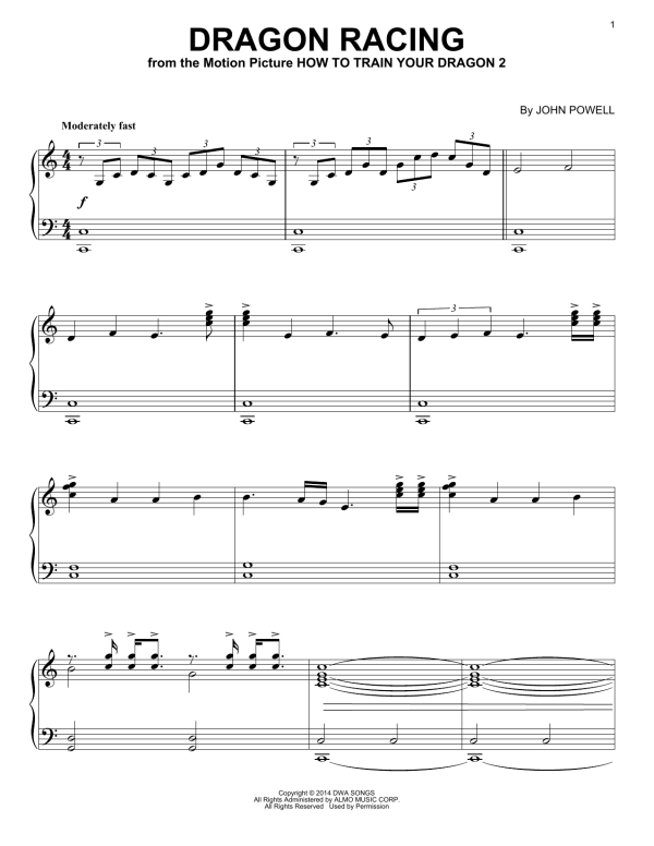 John Powell Dragon Racing (from How to Train Your Dragon 2) Musik Noten - Piano Solo - 157387-0