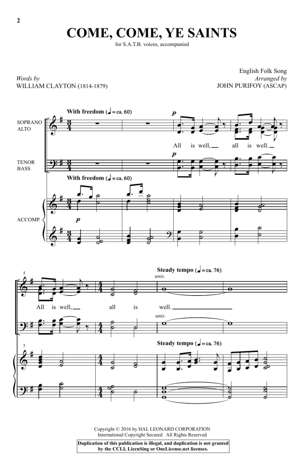 John Purifoy Come, Come, Ye Saints Musik Noten - SATB Choir - 166623-0