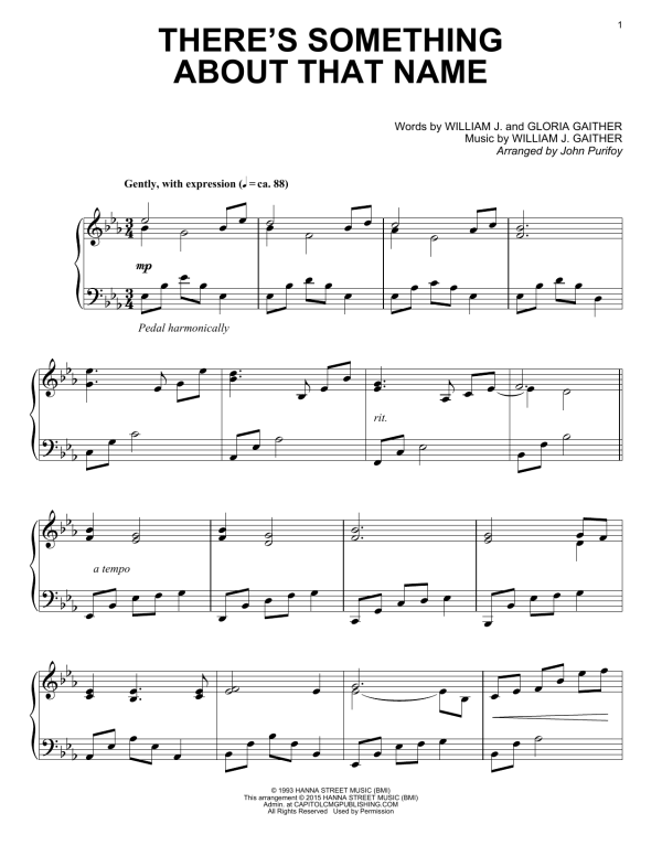 John Purifoy There's Something About That Name Musik Noten - Piano Solo - 162001-0