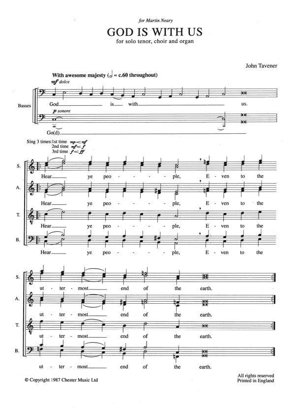 John Tavener God Is With Us Musik Noten - Piano, Vocal & Guitar Chords - 121968-0