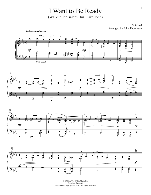 John Thompson I Want To Be Ready (Walk In Jerusalem, Jus' Like John) Musik Noten - Educational Piano - 157968-0