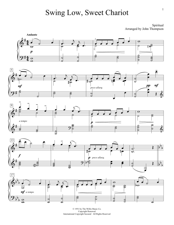 John Thompson Swing Low, Sweet Chariot Musik Noten - Educational Piano - 158082-0
