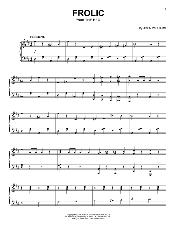 John Williams Frolic Musik Noten - Piano Solo - 174743-0