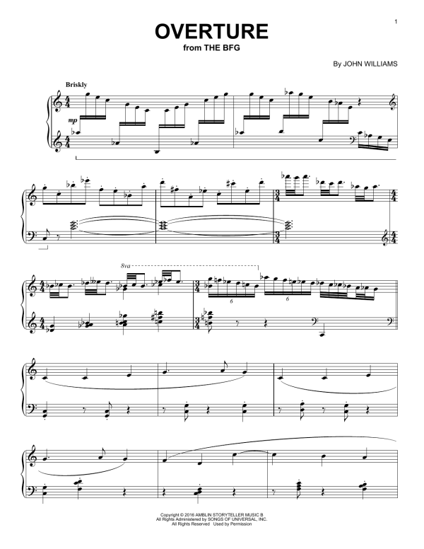 John Williams Overture (from The BFG) Musik Noten - Piano Solo - 174735-0