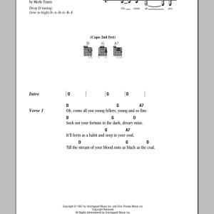 Johnny Cash Dark As A Dungeon Musik Noten - Piano, Vocal & Guitar Chords - 86087-0