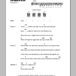 Johnny Cash (Ghost) Riders In The Sky (A Cowboy Legend) Musik Noten - Guitar Tab - 84908-0