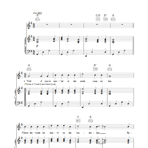 Johnny Cash Girl From The North Country Musik Noten - Piano, Vocal & Guitar Chords - 25190-0