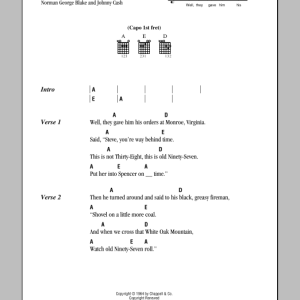 Johnny Cash Wreck Of The Old 97 Musik Noten - Piano, Vocal & Guitar Chords - 86083-0