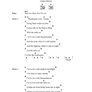 Jonathan Richman Roadrunner Musik Noten - Guitar Chords/Lyrics - 43830-0