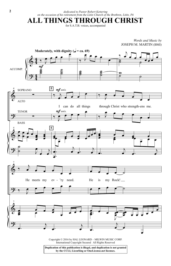 Joseph M. Martin All Things Through Christ Musik Noten - SATB Choir - 177540-0