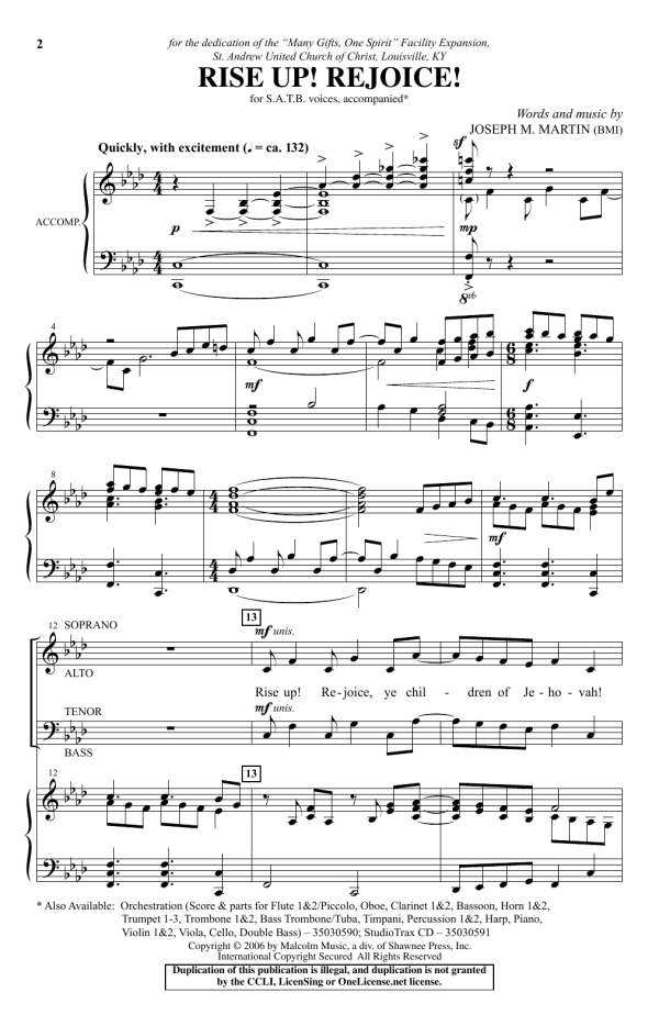 Joseph Martin Rise Up! Rejoice! Musik Noten - SATB Choir - 162021-0