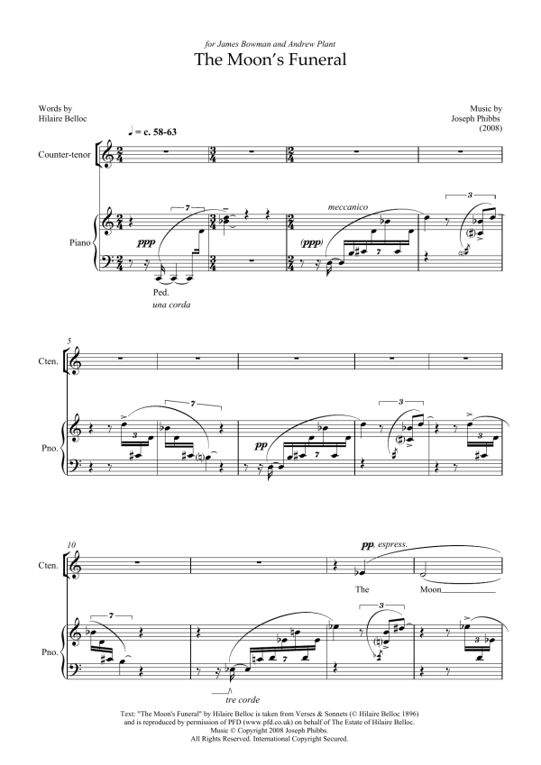 Joseph Phibbs The Moon's Funeral (for baritone) Musik Noten - Piano & Vocal - 46161-0