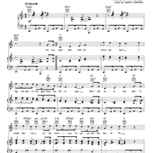 Judy Garland On The Atchison, Topeka And The Santa Fe Musik Noten - Piano, Vocal & Guitar Chords - 24989-0