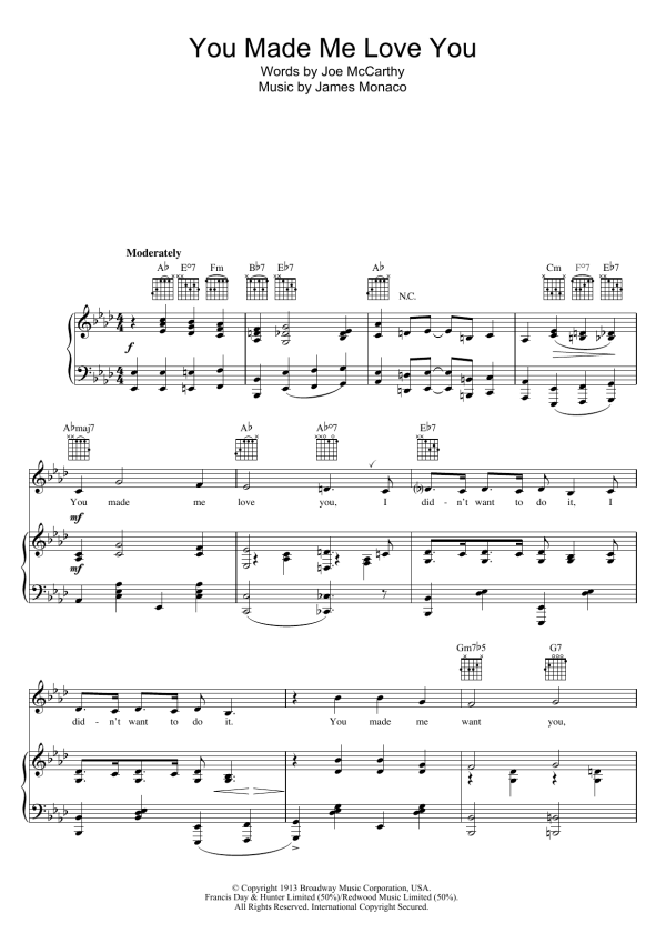 Judy Garland You Made Me Love You (I Didn't Want To Do It) Musik Noten - Piano & Vocal - 40232-0