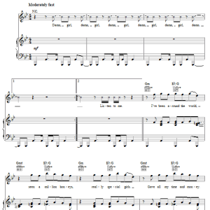 Justin Timberlake Damn Girl Musik Noten - Piano, Vocal & Guitar Chords - 57945-0