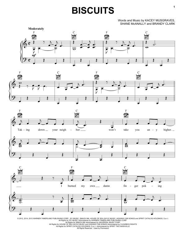 Kacey Musgraves Biscuits Musik Noten - Easy Piano - 173951-0