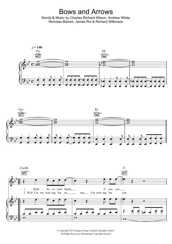 Kaiser Chiefs Bows & Arrows Musik Noten - Piano, Vocal & Guitar Chords - 118610-0