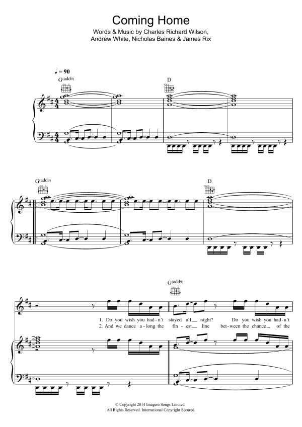 Kaiser Chiefs Coming Home Musik Noten - Guitar Chords/Lyrics - 120910-0