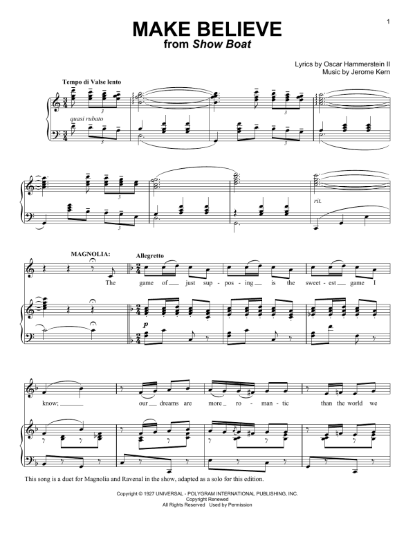 Kathryn Grayson Make Believe Musik Noten - Piano & Vocal - 52786-0