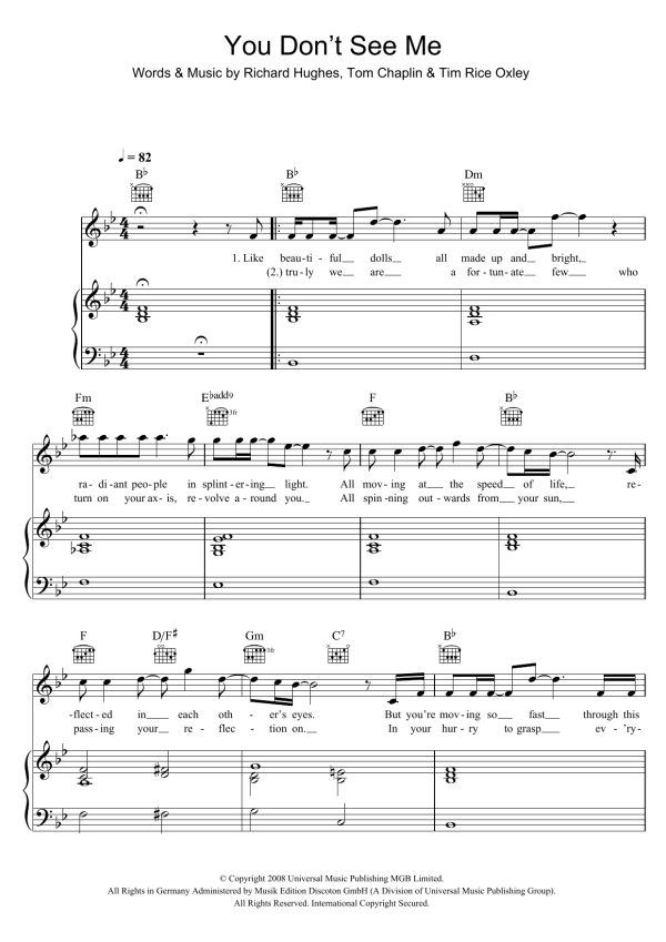 Keane You Don't See Me Musik Noten - Piano, Vocal & Guitar Chords - 43448-0
